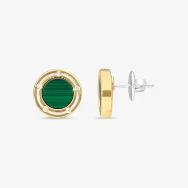 Damiani Damiani D. Side Malachite & 18K Yellow Gold Diamond Stud Earrings by The Solist | Thumbnail 3