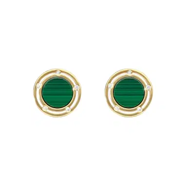 Damiani Damiani D. Side Malachite & 18K Yellow Gold Diamond Stud Earrings by The Solist | Thumbnail 1