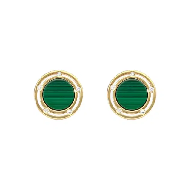 Damiani Damiani D. Side Malachite & 18K Yellow Gold Diamond Stud Earrings by The Solist