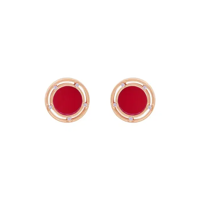 Damiani Damiani D. Side 18K Rose & White Gold Diamond & Carnelian Stud Earrings by The Solist