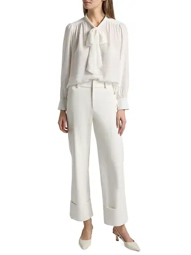 ALICE + OLIVIA Women's Thayer Tieneck Blouse - Off White | Thumbnail 2