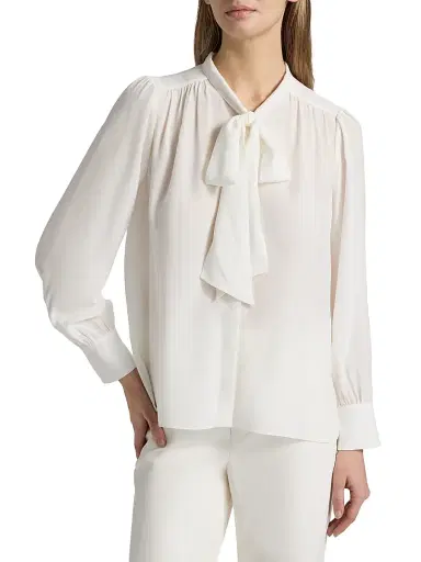 ALICE + OLIVIA Women's Thayer Tieneck Blouse - Off White | Thumbnail 3