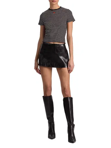Alice + Olivia Women's Cindy Striped Rib-Knit T-Shirt | Thumbnail 2 Alice + Olivia Women's Cindy Striped Rib-Knit T-Shirt | Thumbnail 2