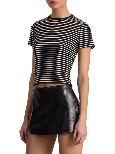 Alice + Olivia Women's Cindy Striped Rib-Knit T-Shirt | Thumbnail 4 Alice + Olivia Women's Cindy Striped Rib-Knit T-Shirt | Thumbnail 4