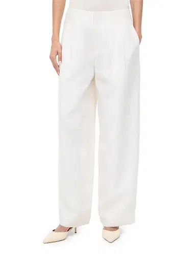 Staud Women's Pierre Pleated Wool-Silk Wide-Leg Pants - Ivory - Size 14 | Thumbnail 3 Staud Women's Pierre Pleated Wool-Silk Wide-Leg Pants - Ivory - Size 14 | Thumbnail 3