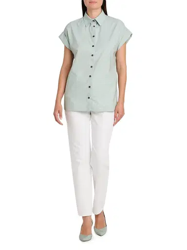 Kiton Women's Cuffed Silk-Blend Shirt - Green - Size 6 | Thumbnail 2