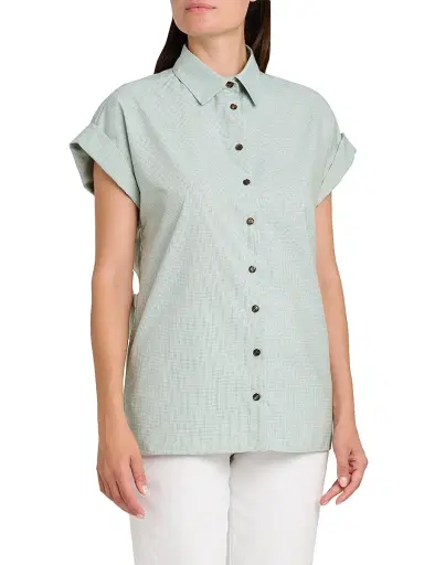 Kiton Women's Cuffed Silk-Blend Shirt - Green - Size 6 | Thumbnail 3