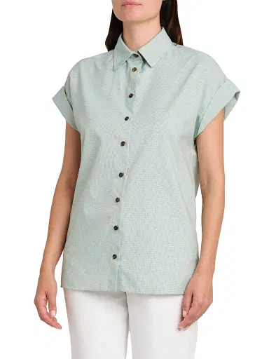 Kiton Women's Cuffed Silk-Blend Shirt - Green - Size 6 | Thumbnail 4