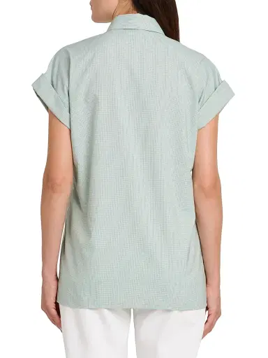 Kiton Women's Cuffed Silk-Blend Shirt - Green - Size 6 | Thumbnail 5