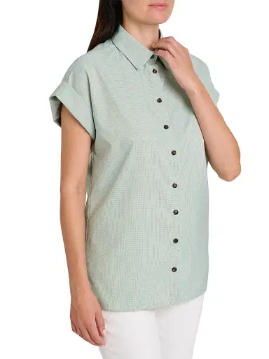 Kiton Women's Cuffed Silk-Blend Shirt - Green - Size 6 | Thumbnail 6