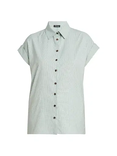 Kiton Women's Cuffed Silk-Blend Shirt - Green - Size 6 | Thumbnail 1