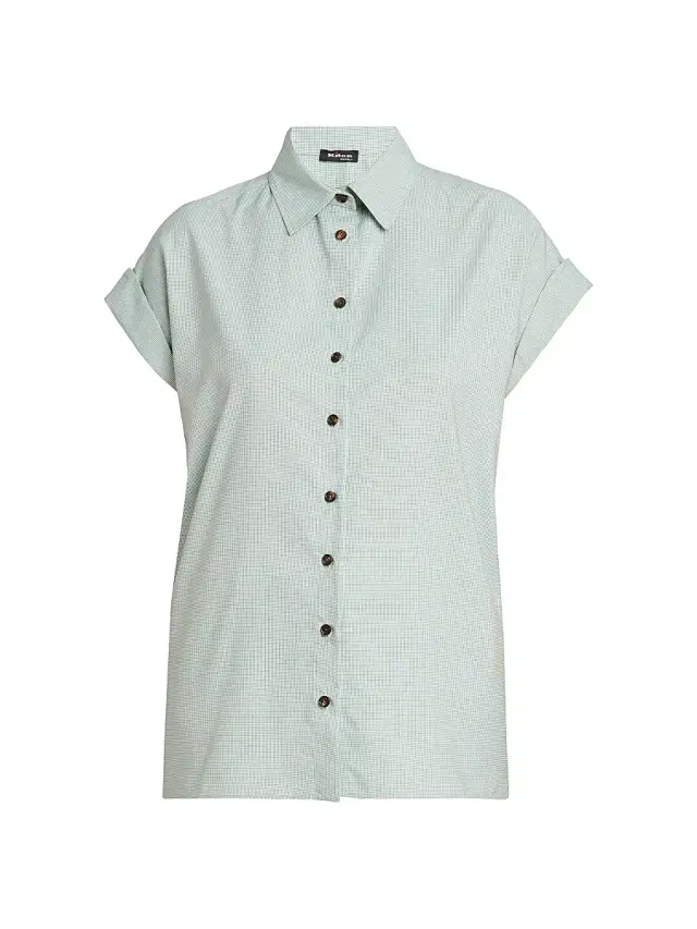 Women's Cuffed Silk-Blend Shirt - Green