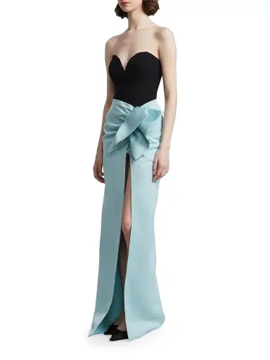 BCBGMAXAZRIA Women's Ana Strapless Gown - Robin Egg Black | Thumbnail 3