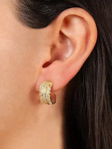 Anabel Aram Women's Feather 18K Gold-Plated & Cubic Zirconia Hoop Earrings - Gold | Thumbnail 2 Anabel Aram Women's Feather 18K Gold-Plated & Cubic Zirconia Hoop Earrings - Gold | Thumbnail 2