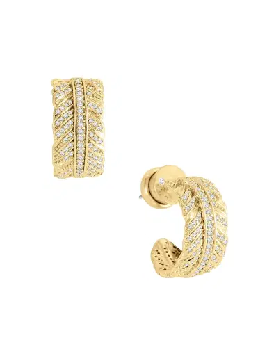 Anabel Aram Women's Feather 18K Gold-Plated & Cubic Zirconia Hoop Earrings - Gold | Thumbnail 3 Anabel Aram Women's Feather 18K Gold-Plated & Cubic Zirconia Hoop Earrings - Gold | Thumbnail 3