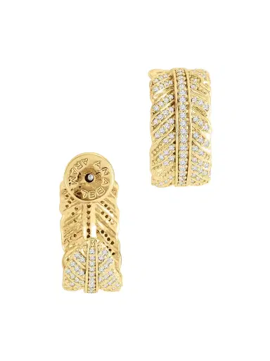 Anabel Aram Women's Feather 18K Gold-Plated & Cubic Zirconia Hoop Earrings - Gold | Thumbnail 4 Anabel Aram Women's Feather 18K Gold-Plated & Cubic Zirconia Hoop Earrings - Gold | Thumbnail 4