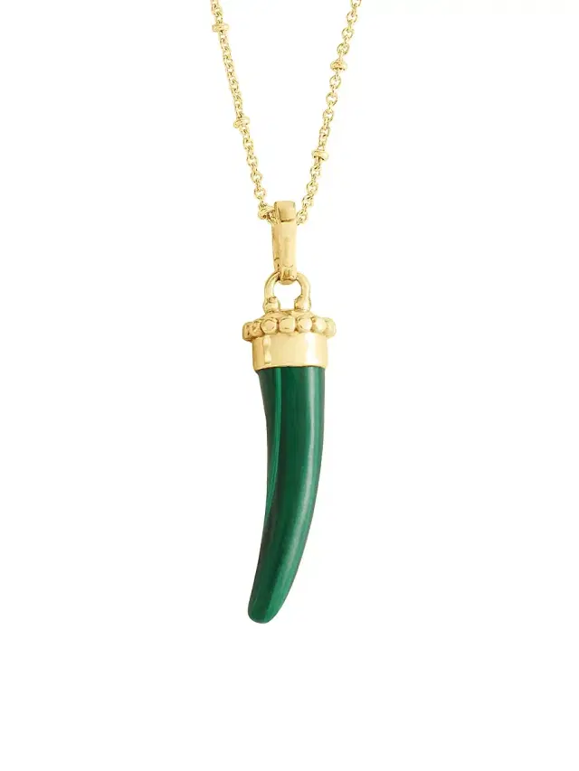 Women's Milos 18K-Gold-Plated & Gemstone Horn Charm - Malachite