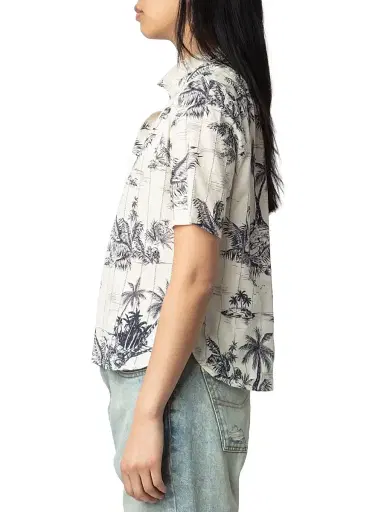 Zadig & Voltaire Women's Topher Tropical Island Short-Sleeve Shirt - Ecru - Size Large | Thumbnail 4