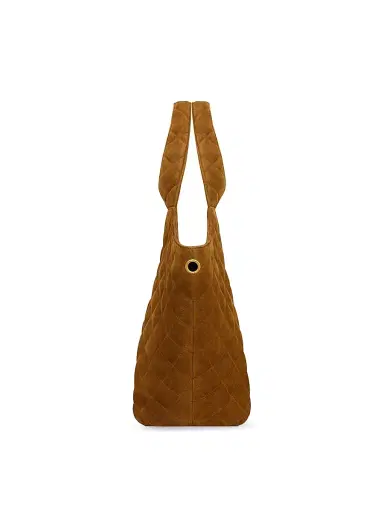Saint Laurent Women's Icare Medium in Quilted Suede Tote Bag - Caramel Cognac | Thumbnail 3 Saint Laurent Women's Icare Medium in Quilted Suede Tote Bag - Caramel Cognac | Thumbnail 3