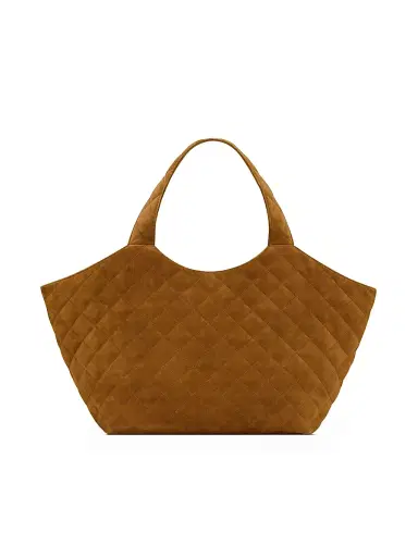 Saint Laurent Women's Icare Medium in Quilted Suede Tote Bag - Caramel Cognac | Thumbnail 4 Saint Laurent Women's Icare Medium in Quilted Suede Tote Bag - Caramel Cognac | Thumbnail 4