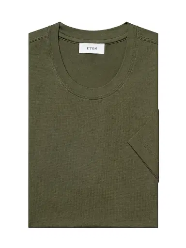 Eton Men's Cotton-Silk Crewneck T-Shirt - Green - Size XXL | Thumbnail 1