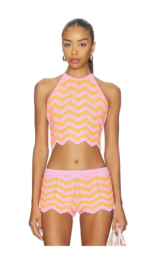 Kulani Kinis Chevron Knit Halter Crop Top