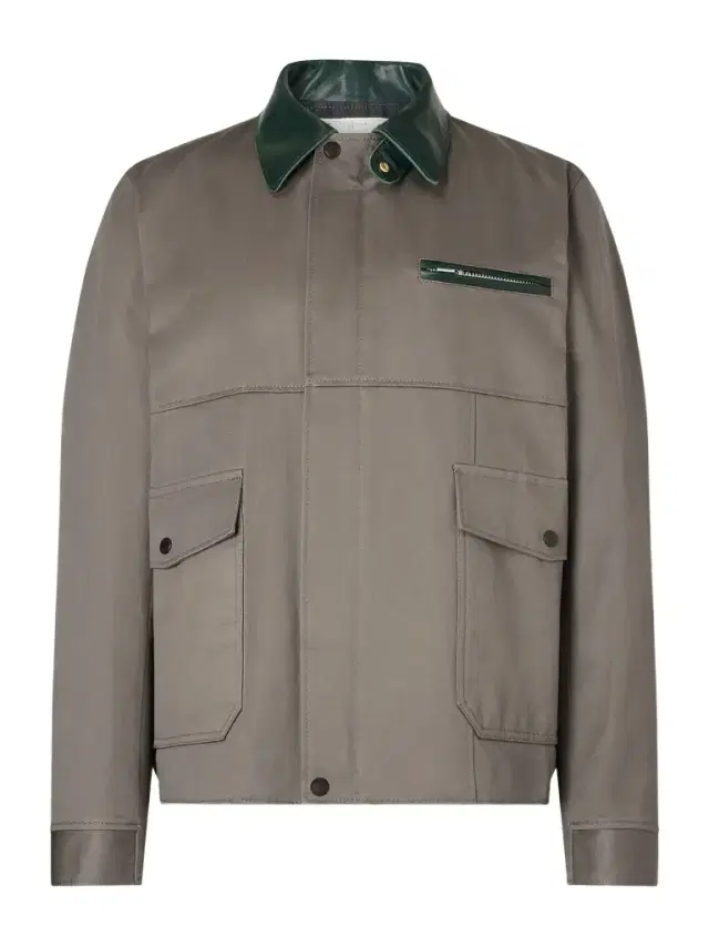 Leather-Trimmed Cotton-Twill Bomber Jacket - Men