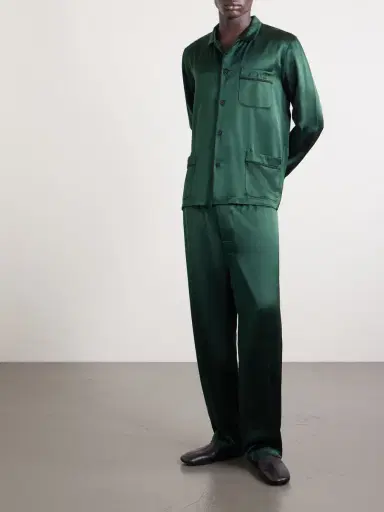 Enfants Riches Déprimés Logo-Embroidered Silk-Satin Pyjama Set - Men | Thumbnail 2