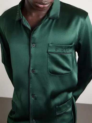 Enfants Riches Déprimés Logo-Embroidered Silk-Satin Pyjama Set - Men | Thumbnail 5