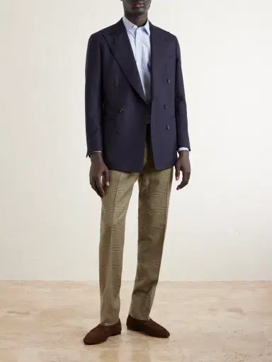 Ralph Lauren Purple Label Straight-Leg Checked Silk, Wool and Cashmere-Blend Suit Trousers - Men | Thumbnail 2 Ralph Lauren Purple Label Straight-Leg Checked Silk, Wool and Cashmere-Blend Suit Trousers - Men | Thumbnail 2