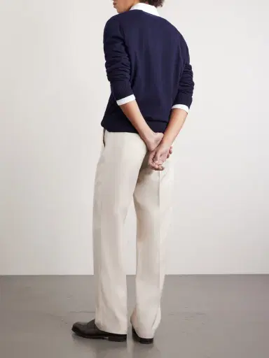 dunhill Cotton-Trimmed Cashmere and Linen-Blend Polo Shirt - Men | Thumbnail 4
