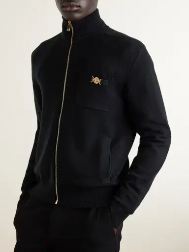 Versace Embellished Cotton-Blend Zip-Up Sweater - Men | Thumbnail 3 Versace Embellished Cotton-Blend Zip-Up Sweater - Men | Thumbnail 3