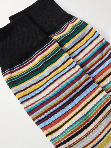 Paul Smith Pack of Six Embroidered Striped Cotton-Blend Socks - Men | Thumbnail 2