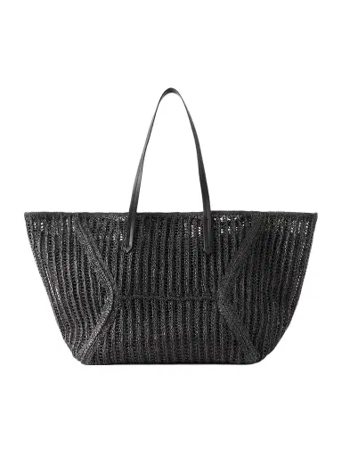 Brunello Cucinelli Leather-trimmed Woven Tote | Thumbnail 1 Brunello Cucinelli Leather-trimmed Woven Tote | Thumbnail 1