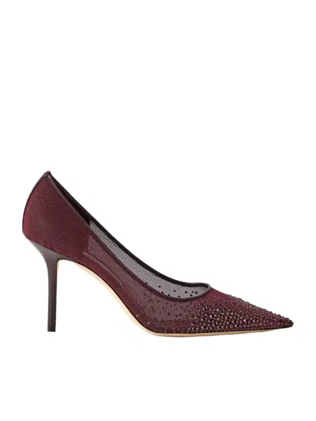 Love 85 Crystal-embellished Leather-trimmed Mesh Pumps
