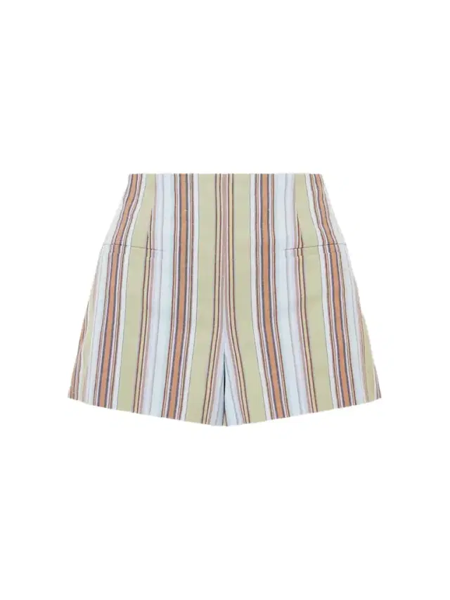 Aurora Striped Cotton And Linen-blend Shorts