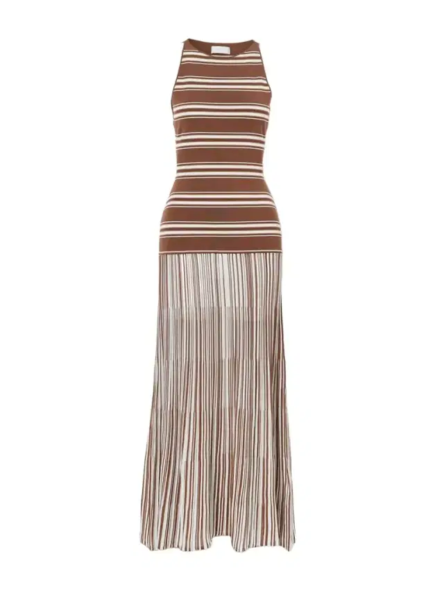 Tore Striped Ribbed Stretch-cotton Jersey Maxi Dress