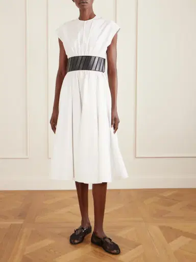 Alaïa Belted Cotton-poplin Midi Dress | Thumbnail 2