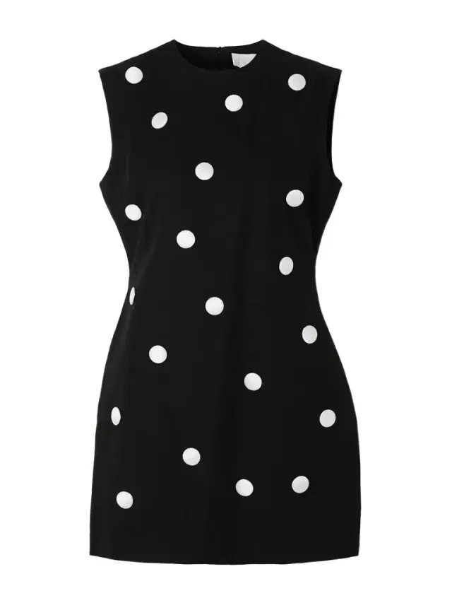 Carole Embellished Polka-dot Cotton-faille Mini Dress