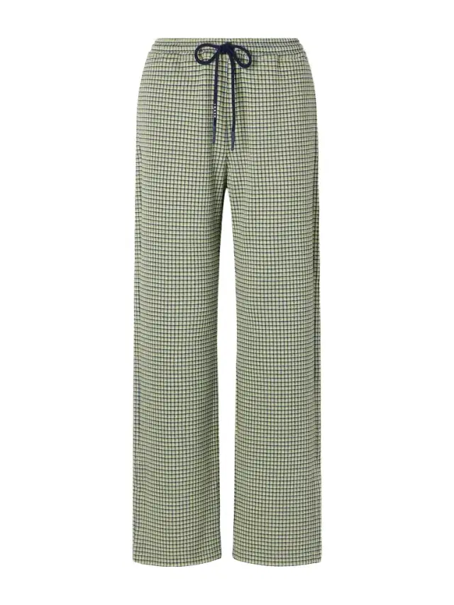 Checked Jersey Wide-leg Pants