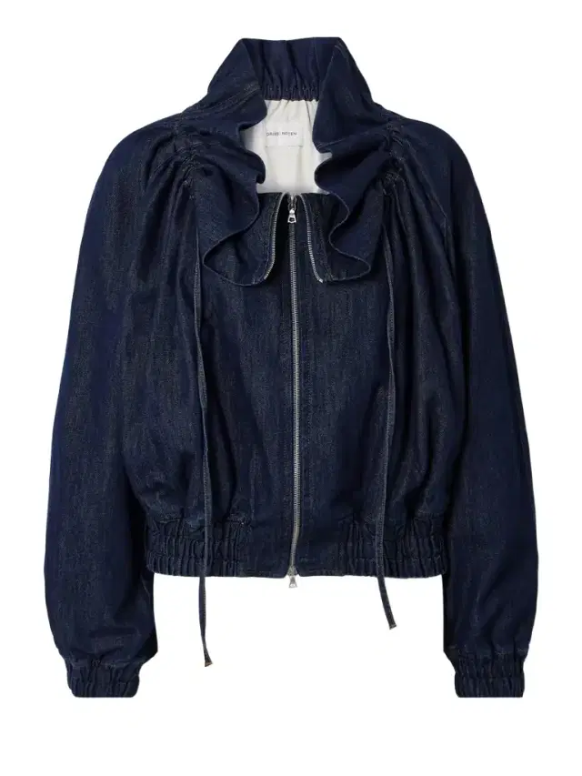 Ruffled Gathered Denim Jacket