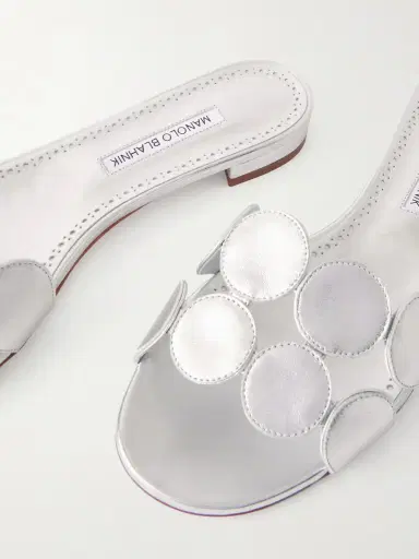 Manolo Blahnik Haribalmu 10 Cutout Metallic-leather Slides | Thumbnail 5 Manolo Blahnik Haribalmu 10 Cutout Metallic-leather Slides | Thumbnail 5