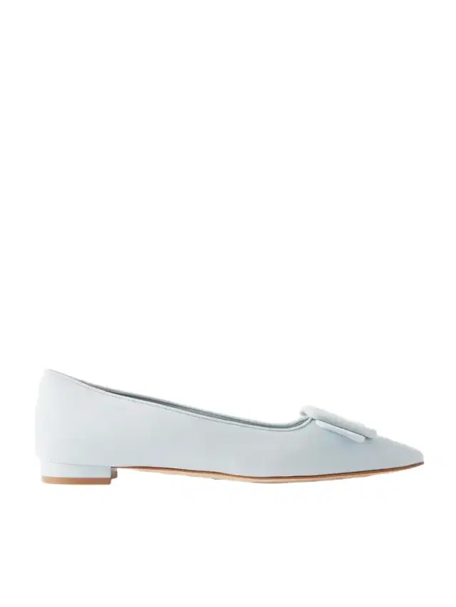 Maysale Buckled Suede Point-toe Flats