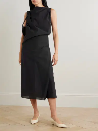 Jacquemus The Drapeado Draped Cotton-blend Gauze Midi Dress | Thumbnail 2 Jacquemus The Drapeado Draped Cotton-blend Gauze Midi Dress | Thumbnail 2