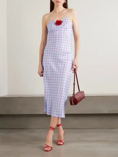 Rodarte Appliquéd Printed Silk-twill Midi Dress | Thumbnail 2 Rodarte Appliquéd Printed Silk-twill Midi Dress | Thumbnail 2
