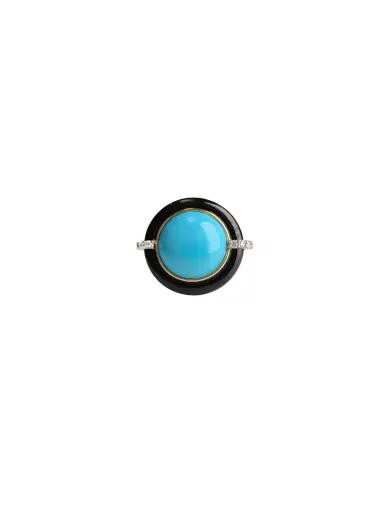 Wish Fine Jewelry 10.643ct Diamond Turquoise Black Onyx 18K Gold Cocktail Ring | Thumbnail 2 Wish Fine Jewelry 10.643ct Diamond Turquoise Black Onyx 18K Gold Cocktail Ring | Thumbnail 2