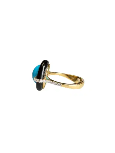 Wish Fine Jewelry 10.643ct Diamond Turquoise Black Onyx 18K Gold Cocktail Ring | Thumbnail 3 Wish Fine Jewelry 10.643ct Diamond Turquoise Black Onyx 18K Gold Cocktail Ring | Thumbnail 3