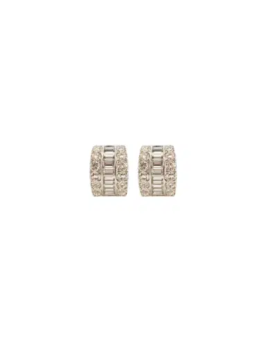 Wish Fine Jewelry 3.60ct Diamond 18K Gold Half Hoop Earrings | Thumbnail 1