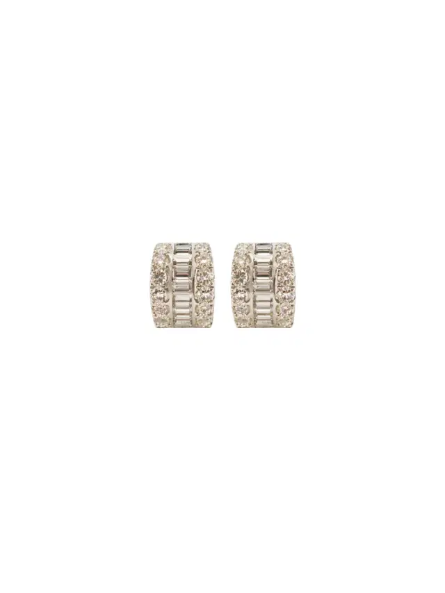 Wish Fine Jewelry 3.60ct Diamond 18K Gold Half Hoop Earrings