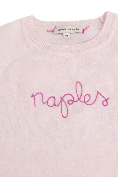 LINGUA FRANCA Kids Naples Crewneck - Marled Blush | Thumbnail 2 LINGUA FRANCA Kids Naples Crewneck - Marled Blush | Thumbnail 2